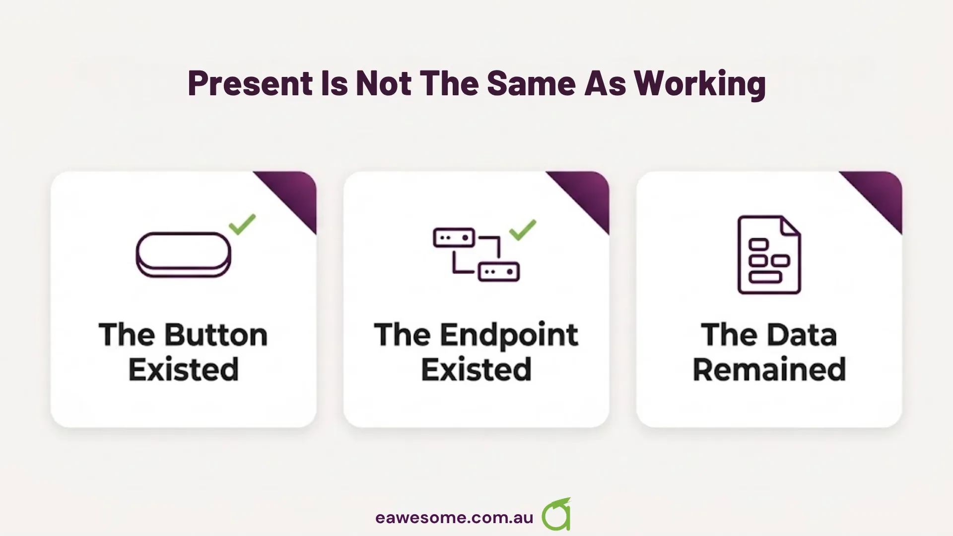 Present is not the same as working: the button existed, the endpoint existed, the data remained