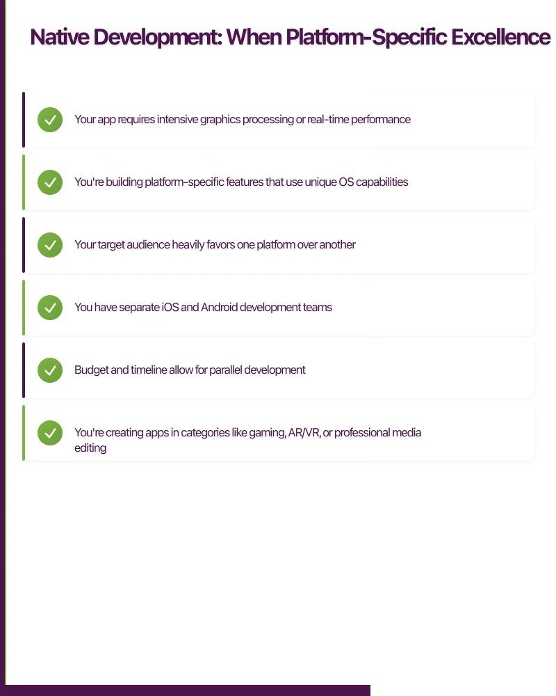 Native Development: When Platform-Specific Excellence Matters Infographic