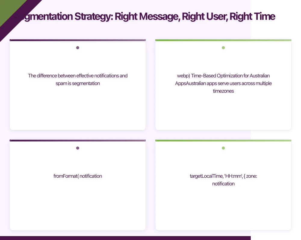 Segmentation Strategy: Right Message, Right User, Right Time Infographic